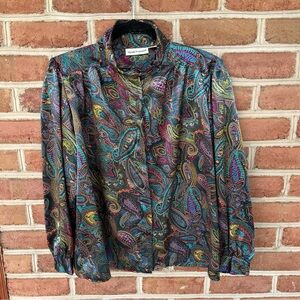 Colorful Paisley vintage blouse. Size 14